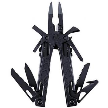 Leatherman OHT - Multiherramienta con 16 utensilios, incluyendo alicates de punta de resorte, llave para tanque de oxígeno y navajas 420HC, hechos en EE.UU., en negro con funda negra de molle