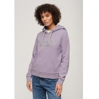 Sudadera Superdry Metallic Venue Logo en tono lila con capucha para mujer