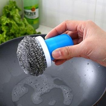 EQLEF® Vástago de bola de acero del cepillo cepillo de limpieza descontaminación fuerte fregado Ollas alambre cepillado