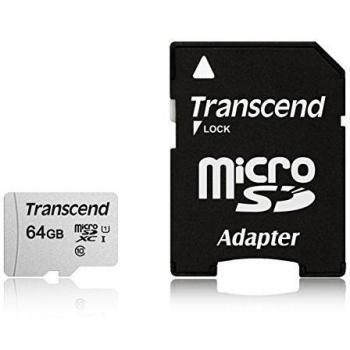 Transcend 64GB microSDXC 300S Class 10 Memory Card with up to 95/45 MB/s