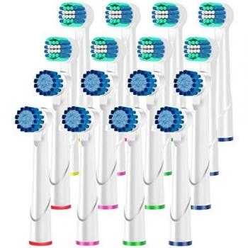 Qlebao Recambios Cepillo para Oral B, 16 Cabezales para Oral-B, Pack de 8 Precision Clean EB20, 8 Sensitive Clean, Cabezales de Cepillo de Dientes