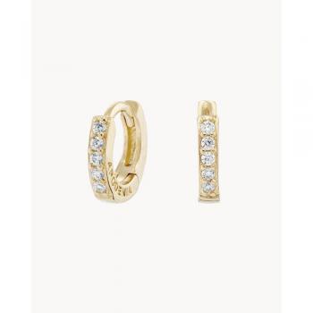 Pendientes Aro Ajustado con Detalle de Piedra Blanca
