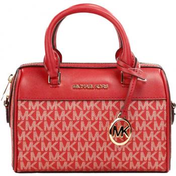 Michael Kors Travel XS Bright Red Signature PVC Duffle Crossbody Bag Purse