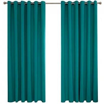 Decovono Cortinas Dormitorio Moderno Opacas Suaves con Ojales 2 Paneles 229 x 229 cm Turquesa