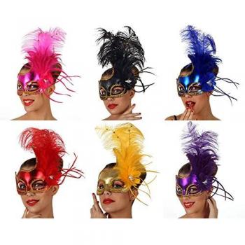 Antifaz Veneciano con plumas 6 surtidos