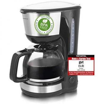 Cafetera de Goteo Emerio CME-122933, 1.25L para 10 Tazas, Filtro Permanente Extraíble, Función Antigoteo, Apagado Automático, 1000W, Negro