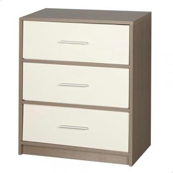 Mesita de Noche Multiusos Max Home - Color Gris y Blanco, 3 Cajones de Tela, Estilo Moderno, Almacenaje y Organización para el Hogar, Dimensiones 58x30x70 cm