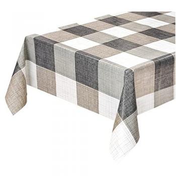 Mantel Antimanchas Moderno 140x300 cm Tela Cerata Felpata Cuadros Grises
