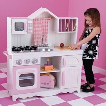 KidKraft Modern Country Wooden Play Kitchen for Kids, Ages 3 and Up
