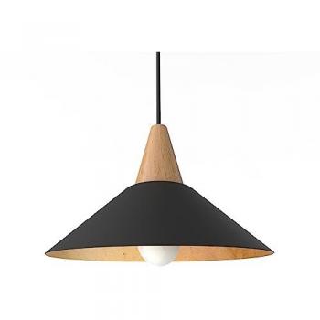 Lámpara de Techo Funnel 25 cm, Metal Negro Mate con Hoja Dorada, E27 Max 42W, Diseño Cónico