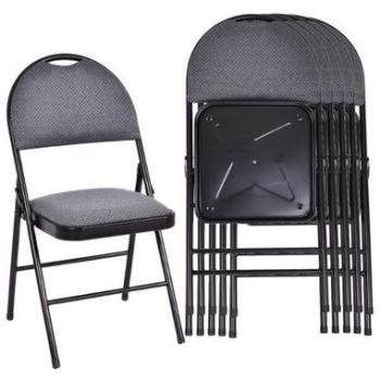 Fabric Upholstered Metal Frame Folding Chairs (Set of 6)
