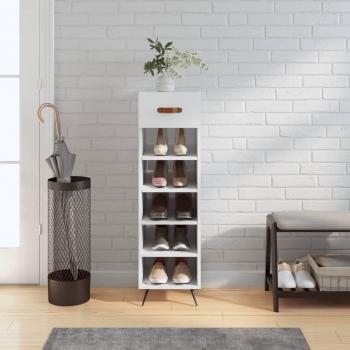 Zapatero blanco pulido 30x35x105 cm madera multicapa