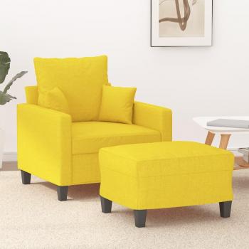 Sillón amarillo claro de 60 cm con reposapiés en tela