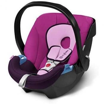 Cybex Silver - Portabebés Aton, en contra de la marcha, incluye reductor para recién nacido, desde el nacimiento hasta aprox. 18 meses, max. 13 kg, purple rain