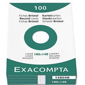 Exacompta Lined tarjeta, color blanco 105 x 148 mm