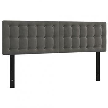 Cabeceros de cama de terciopelo gris oscuro 72x5x78/88 cm (2 unidades)