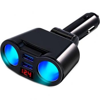 Cargador de coche con 2 USB y 2 mecheros