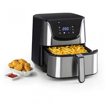 Klarstein Aero Vital deluxe - Freidora de aire caliente 1700 W, 5,4 litros, Pantalla LCD Táctil, 8 Programas, Acero Inoxidable, Air fryer de Bajo Consumo con Termost