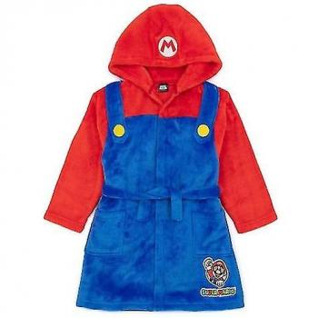 Bata de disfraz de Super Mario para niños, color rojo y azul, talla 7-8 años
