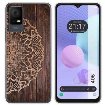 Funda de Silicona para TCL 406 con Diseño de Madera 06 y Dibujos