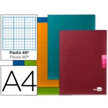 Libreta grapada Liderpapel Scriptus LB38, tamaño A4, tapa blanda, 48 hojas de 90 gr, rayado n° 46, sin margen, colores surtidos