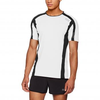 GORE RUNNING WEAR Camiseta de Hombre para correr, Manga corta, Súper ligera, Transpirable, GORE Selected Fabrics, AIR Shirt, Talla M, Blanco/Negro, SMEAIR019904