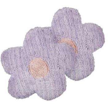 Conjunto de 2 cojines infantiles en forma de flor de algodón 30 x 30 cm color violeta Sorrel