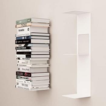 Estante Metálico Vertical Flotante Finn para Pared - Ideal para Libros y Decoración, Acero Lacado al Horno, Fabricado en España