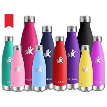KollyKolla Botella de Agua Acero Inoxidable, Termo Sin BPA Ecológica, Botellas Termica Reutilizable Frascos Térmicos para Niños & Adultos, Deporte, Oficina, Yoga, Ciclismo,