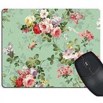 Cojín de ratón de goma del juego,Cojín de ratón antirresbaladizo creativo, Pershoo hermoso Diseño divertido lindo fresco retro Flores verdes de la impresión del,Estera suave del ratón del tamaño grande para el ordenador portátil Mousepad de escri