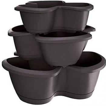 Maceta Respana Trio 28,1L - Alta Capacidad y Tres Compartimentos, Color Antracita