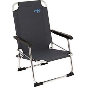 Bo-Camp Copa Rio Low - Silla Baja Plegable de Aluminio Negra 44 x 54 x 77 cm, Capacidad 100 kg