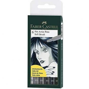 Set de 6 Marcadores Faber-Castell Pitt Artist Pen con Pincel Suave