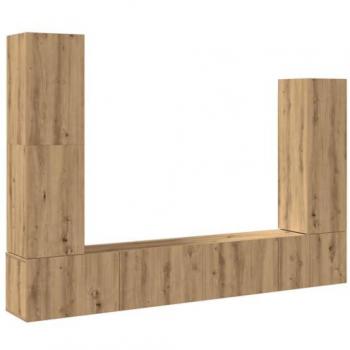 Juego de Muebles para TV de Pared 4 Piezas en Madera Ingenierizada Roble Artesanal