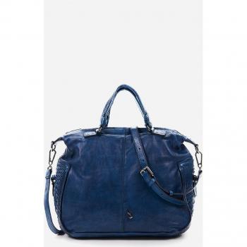 Abbacino - Bolso Bowling de piel en azul con efecto lavado