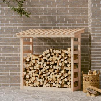 Leñero de madera maciza de pino 108x64,5x110 cm color natural y blanco