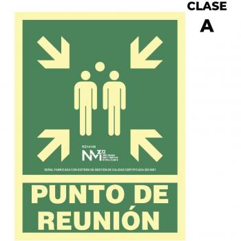 Cartel de evacuación Punto de Reunión Clase A PVC 1mm 22.4x30cm