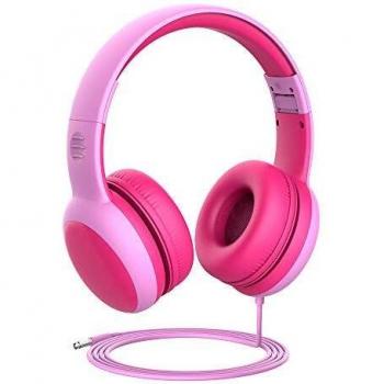Gorsun Auriculares para niños, Volumen Limitado en el oído Auriculares para niños con Conector de Audio de 3.5 mm para niñas y niños, Auriculares con Cable Ajustable y Plegable