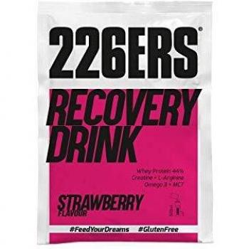 226ERS Recovery Drink Monodosis | Recuperador Muscular con Proteína Whey, Creatina, Hidratos, Triglicéridos y L-Arginina, Sin Gluten, Fresa - 1 x 50 gr