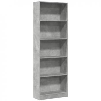 Estantería de madera de ingeniería gris hormigón 60x24x176 cm