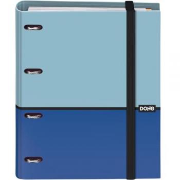 Archivador Dohe Duo 4 Anillas A4 con Recambio de 100 Hojas, Cierre con Goma, 4 Separadores de Colores y Papel de 90 g/m² - Azul