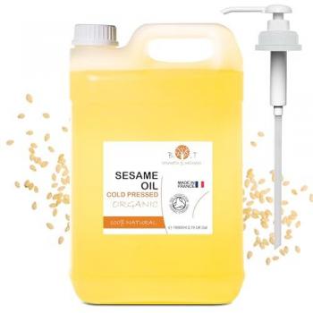Aceite de Sésamo Orgánico 100% Puro Prensado en Frío - Certificado Ecológico para Cosmética Natural y Masaje Ayurveda 10L