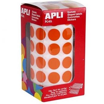 APLI Kids - Rollo de gomets redondos 15 mm, color naranja