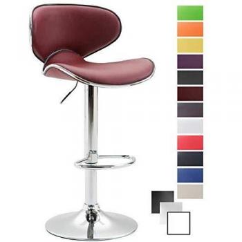 Taburete de Bar Las Vegas V2 Burdeos con Asiento de Similcuero, Altura Ajustable y Respaldo