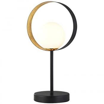 Bombilla de lámpara de mesa Orbital 1 negro mate y pan de oro con vidrio opalino