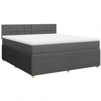 Cama box spring con colchón tela gris oscuro 180x200 cm