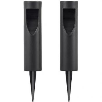 Lámpara solar LED Ashton moderna de plástico negra con pica, 1 llama