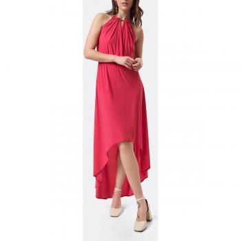 Vestido asimétrico de mujer rosa de poliéster