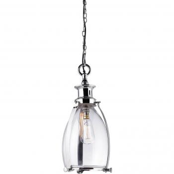 Lámpara colgante Storni de vidrio transparente y níquel pulido, 21 cm, E27