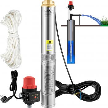 Bomba sumergible para pozos profundos Vevor, 550 W, 230 V/50 Hz, caudal de 50 L/min, altura máxima de 89 m, apta para uso industrial y doméstico
